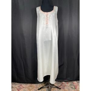 Vintage Jacklyn Smith, Studio Intimates, Cream and Pink Satin Long Nightgown